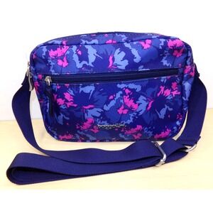 Baggallini Double Trouble Crossbody‎ Purse Navy Garden Washable